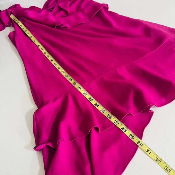 Bcbgmaxazria Pink Ruffle Asymmetrical Hem Dress Size 6 - Picture 7 of 7